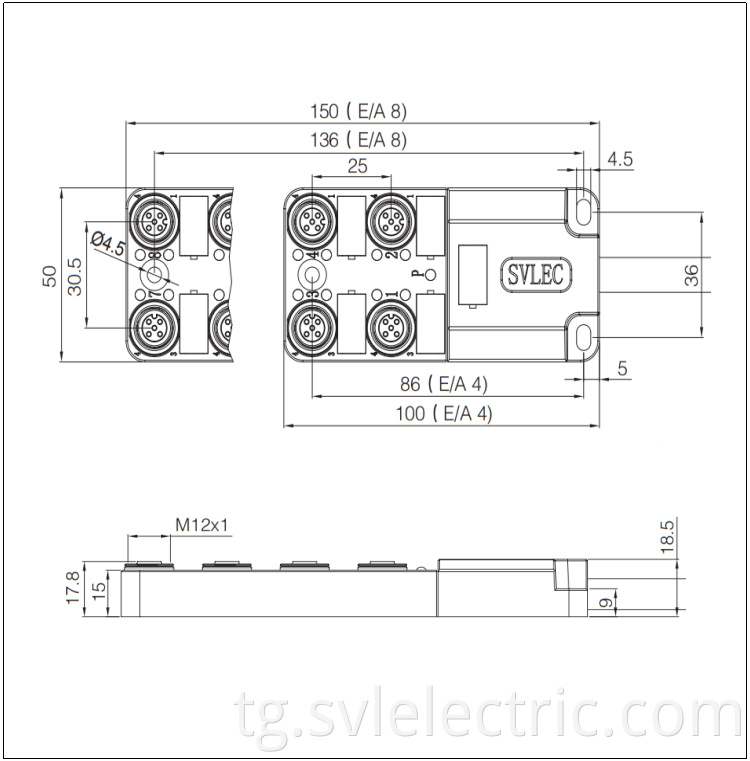 M12 Distribution Box 8 Way Size